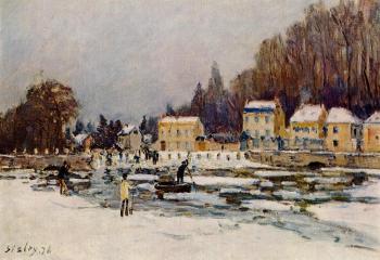 Alfred Sisley : The Blocked Seine at Port-Marly